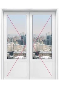 Двухстворчатая входная дверь с двумя стеклянными вставками и перегородкой - фото - 3